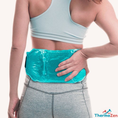 Centură reglabilă multifuncțională, reutilizabilă, THERMOZEN®, cu mărgele din gel, terapie cald-rece, ideală pentru ameliorarea durerilor abdominale sau lombare , relaxare musculară,  culoare turcoaz