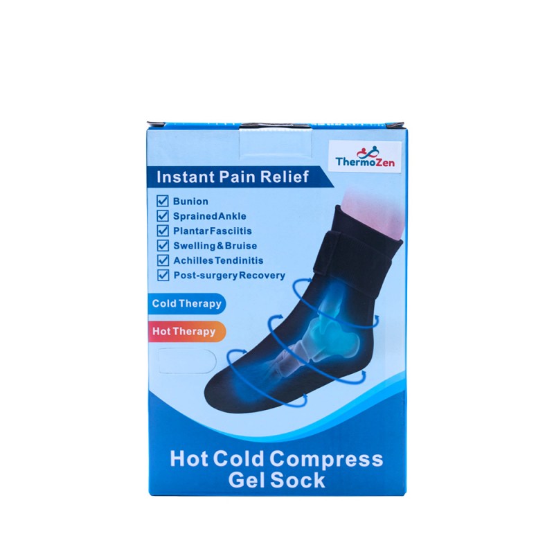 Șoseta compresă THERMOZEN®,  pentru terapie cald-rece, ideală pentru combaterea, reducerea și revigorare picioarelor, reutilizabilă, universală, culoare neagră
