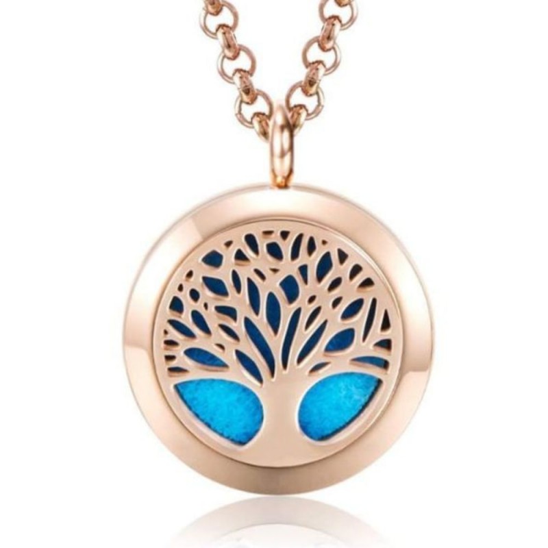 Medalion aromaterapie uleiuri esentiale copacul vietii auriu, 30 mm
