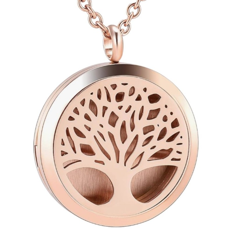Medalion aromaterapie uleiuri esentiale copacul vietii auriu, 25 mm