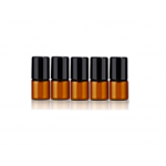Set 5 recipiente cosmetice sticlute roll-on 3 ml DROPY®, pentru uleiuri esentiale, tincturi, parfumuri, maro Set 5 recipiente cosmetice sticlute roll-on 3 ml DROPY®, pentru uleiuri esentiale, tincturi, parfumuri, maro