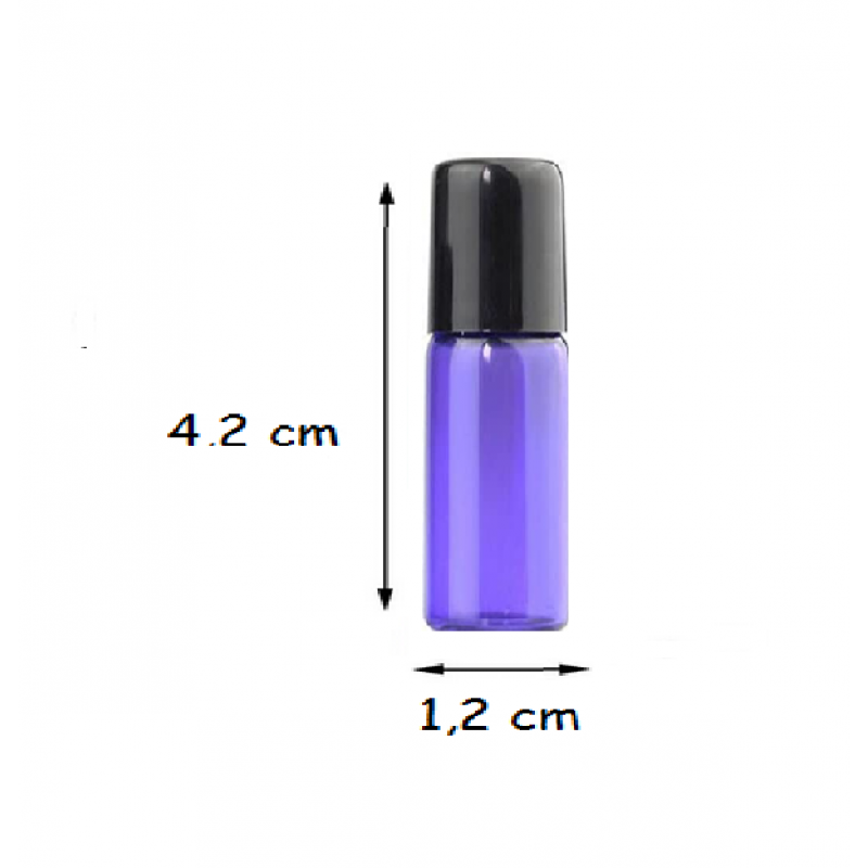 Set 5 recipiente cosmetice sticlute roll-on 1 ml DROPY®, pentru uleiuri esentiale, tincturi, parfumuri, albastru