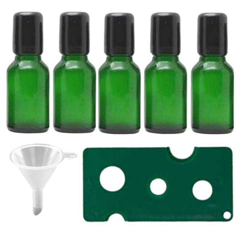 Set 5 sticlute roll on 5 ml verde(mecanism compatibil si la sticlute de 15 ml)