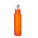 Set 10 recipiente cosmetice sticlute roll-on 10 ml DROPY®, inclus desfacator si palnie, pentru uleiuri esentiale, parfumuri, sticla groasa matuita portocalie