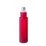 Set 15 recipiente cosmetice sticlute roll-on 10 ml DROPY®, inclus desfacator si palnie, pentru uleiuri esentiale, parfumuri, sticla groasa matuita rosie