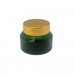 Borcan cosmetic din sticla verde, capac auriu, 50 ml