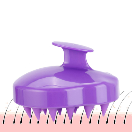 Dispozitiv pentru masaj capilar de tip perie, din silicon, pentru curatarea si tonifierea scalpului, stimularea cresterii parului si imbunatitirea circulatiei la nivelul scalpului,