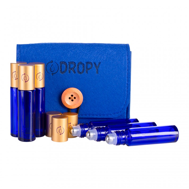 Portofel pentru 6 uleiuri esentiale DROPY® Blue No.6