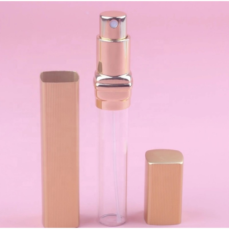Recipient cosmetic cu pulverizator tip spray DROPY®, pentru uleiuri esentiale sau parfumuri, 12 ml Square argintiu