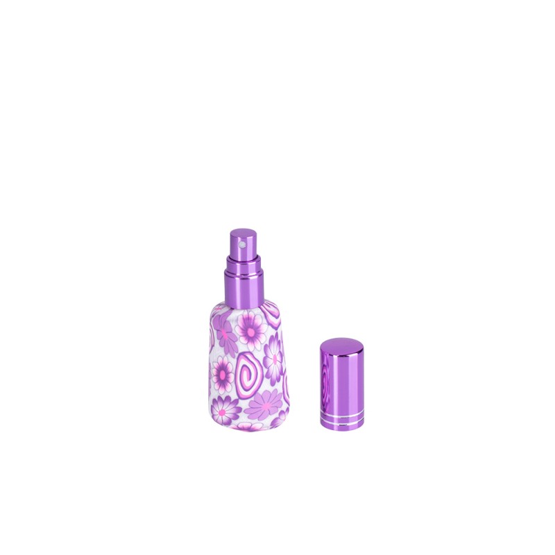 Recipient cosmetic cu pulverizator tip spray DROPY®, pentru uleiuri esentiale sau parfumuri, 12-15 ml model floral