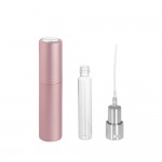 Recipient cosmetic cu pulverizator tip spray DROPY®, pentru uleiuri esentiale sau parfumuri, 8 ml mecanism Twist roz