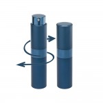 Recipient cosmetic cu pulverizator tip spray DROPY®, pentru uleiuri esentiale sau parfumuri, 10 ml mecanism Twist albastru