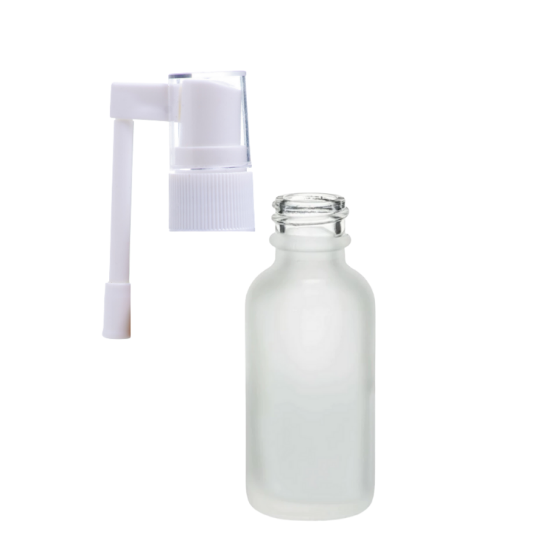 Sticla cu mecanism spray pentru gât 15 ml alb matuit