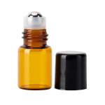Set 5 recipiente cosmetice sticlute roll-on 1 ml DROPY®, pentru uleiuri esentiale, tincturi, parfumuri, maro