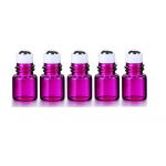Set 5 recipiente cosmetice sticlute roll-on 1 ml DROPY®, pentru uleiuri esentiale, tincturi, parfumuri, roz