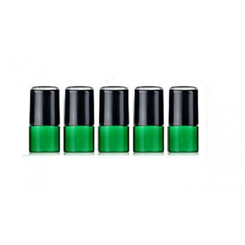 Set 5 recipiente cosmetice sticlute roll-on 1 ml DROPY®, pentru uleiuri esentiale, tincturi, parfumuri, verde
