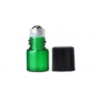 Set 5 recipiente cosmetice sticlute roll-on 1 ml DROPY®, pentru uleiuri esentiale, tincturi, parfumuri, verde