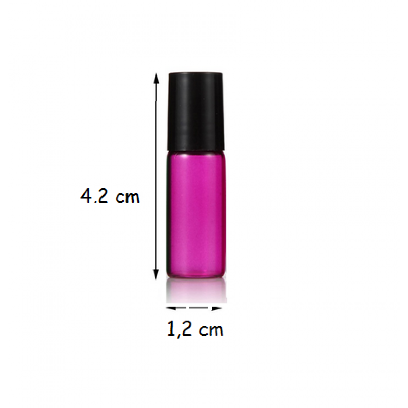 Set 5 recipiente cosmetice sticlute roll-on 3 ml DROPY®, pentru uleiuri esentiale, tincturi, parfumuri, roz