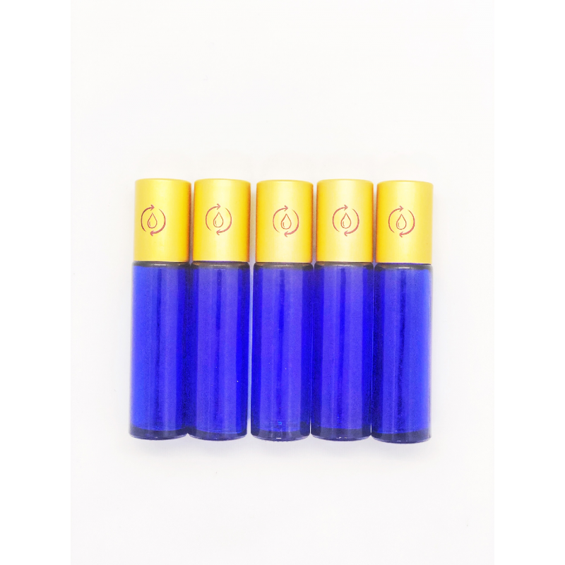 Dropy set 5 recipiente cosmetice sticlute roll on 10 ml DO albastru