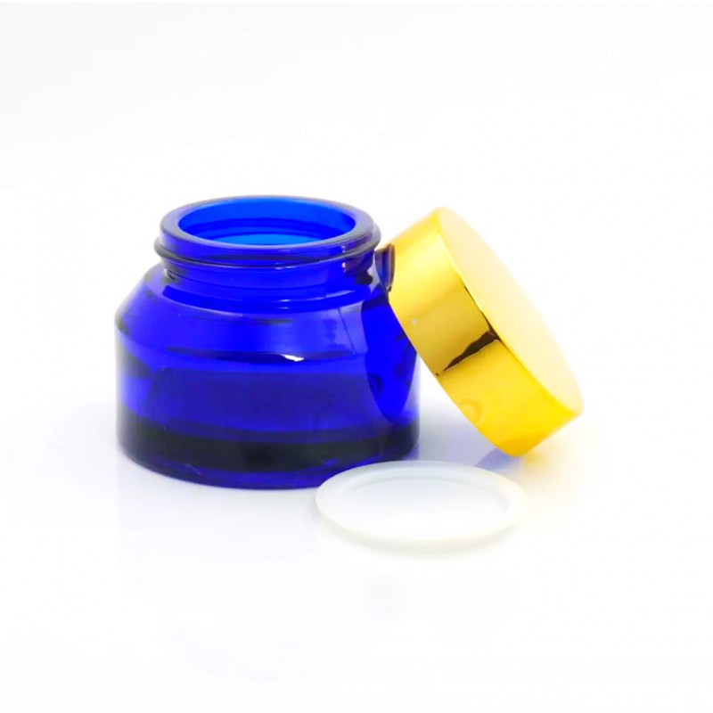 Borcan cosmetic din sticla albastra 15 ml