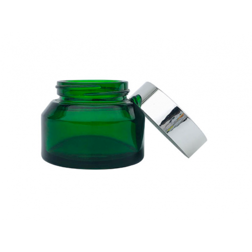 Borcan cosmetic din sticla verde, 50 ml 
