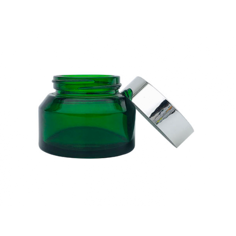 Borcan cosmetic din sticla verde 30 ml 