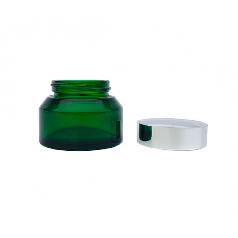 Borcan cosmetic din sticla verde, 15 ml