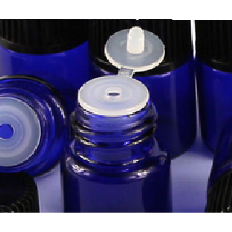 Set 10 sticlute cu picurator si capac dubla inchidere 2 ml albastru