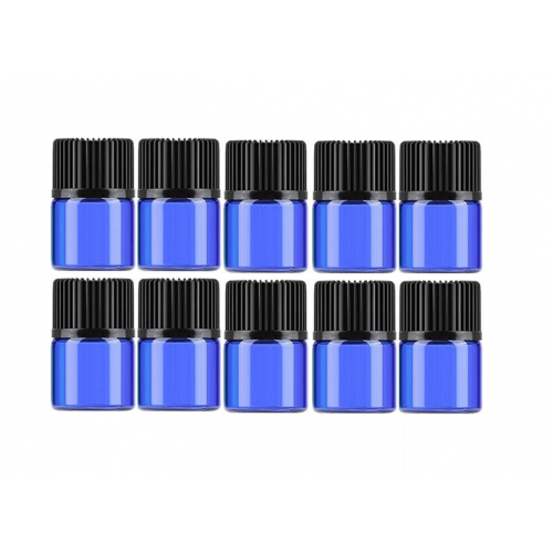 Set 10 sticlute cu picurator pentru uleiuri esentiale, parfurmuri, 1 ml albastru