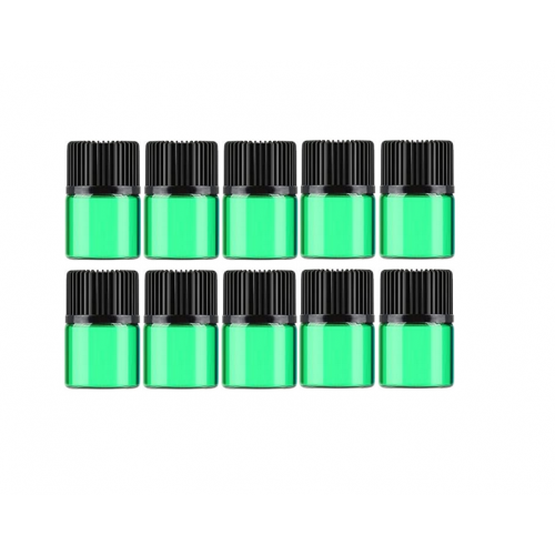 Set 10 sticlute cu picurator si capac dubla inchidere 2 ml verde