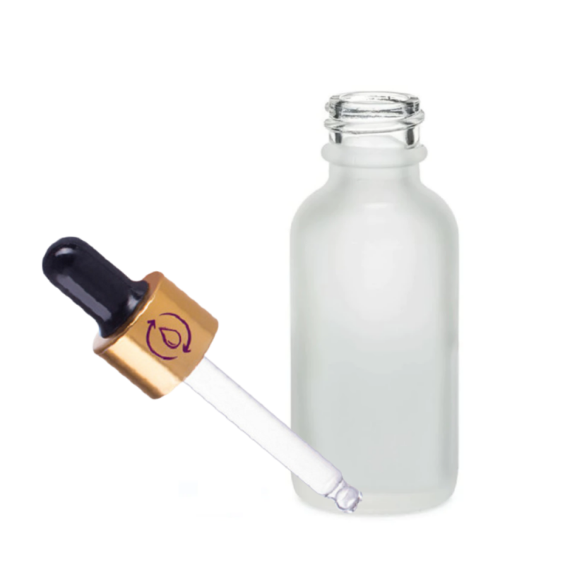 Recipient cosmetic din sticla groasa cu pipeta din sticla pentru uleiuri esentiale, blenduri, serumuri, 15 ml, alb matuit