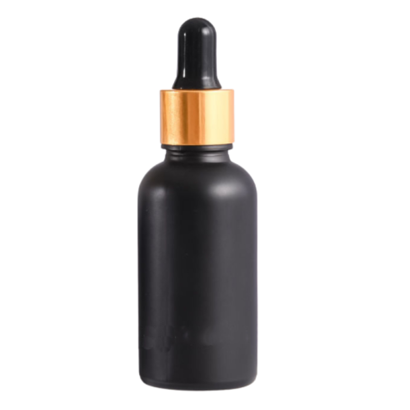 Recipient cosmetic din sticla groasa cu pipeta din sticla pentru uleiuri esentiale, blenduri, serumuri, DROPY® 10 ml, Black Edition