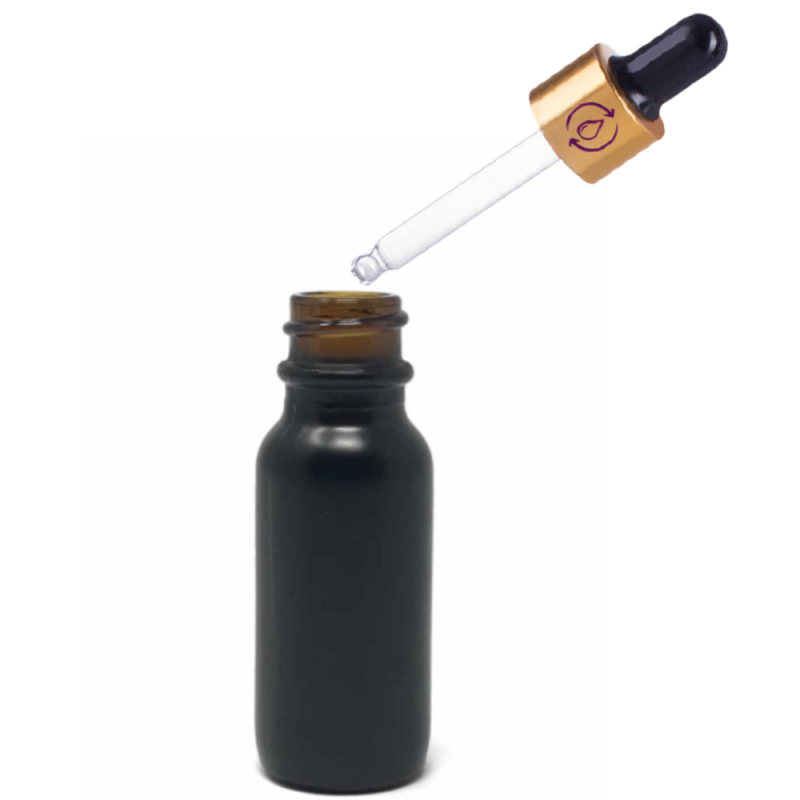 Recipient cosmetic din sticla groasa cu pipeta din sticla pentru uleiuri esentiale, blenduri, serumuri, DROPY® 20 ml, Black Edition