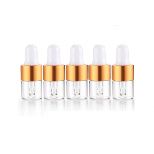 Set 5 sticlute clare cu pipeta pentru uleiuri esentiale sau lichide, aplicare usoara,1 ml
