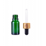 Recipient cosmetic din sticla groasa cu pipeta din sticla pentru uleiuri esentiale, blenduri, serumuri, DROPY® 10 ml, verde