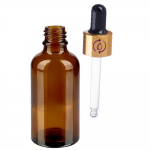 Recipient cosmetic din sticla groasa cu pipeta din sticla pentru uleiuri esentiale, blenduri, serumuri, DROPY® 100 ml, maro