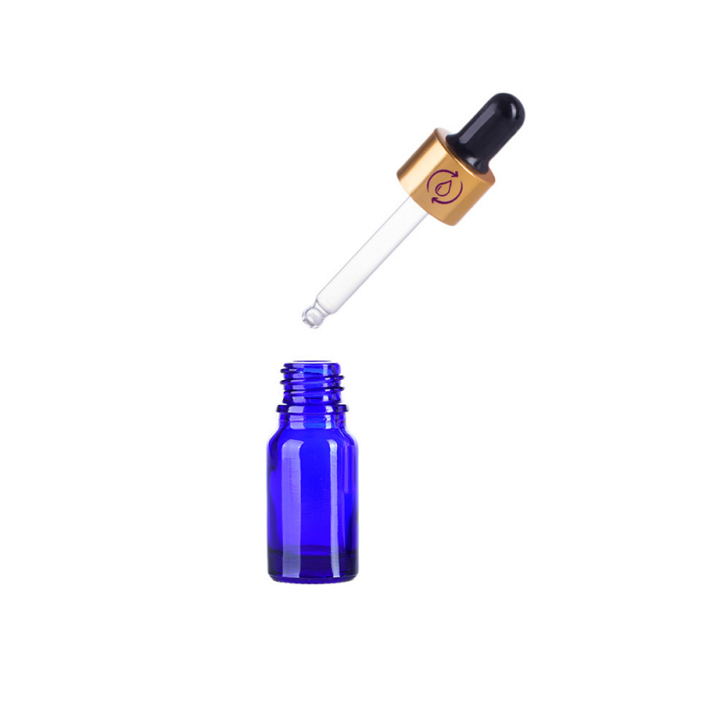 Recipient cosmetic din sticla groasa cu pipeta din sticla pentru uleiuri esentiale, blenduri, serumuri, DROPY® 30 ml, albastru